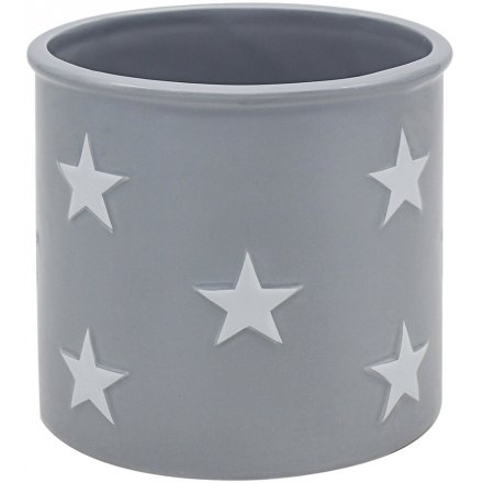 Large Grey Planter with Stars