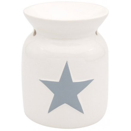 White Grey Star Wax Warmer, 14cm