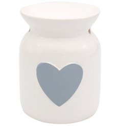 A Beautiful White Wax Warmer with Grey Heart Design