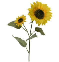 This artificial sunflower stem looks stylish displayed alone or to compliment grasses or other flowers. 