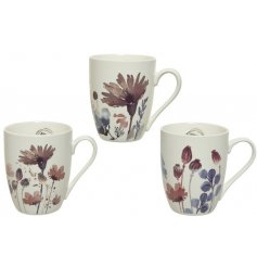 Beautifully decorated mugs with delicate flowers.