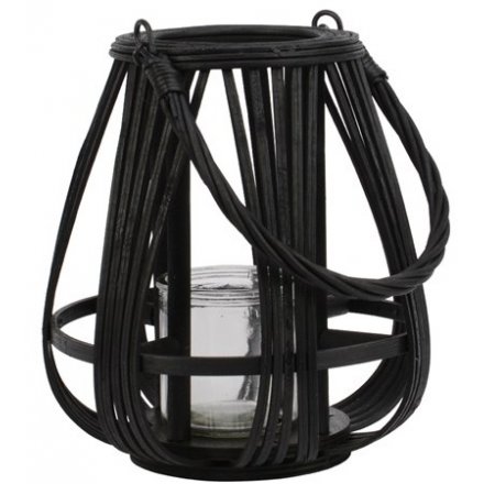 Black Bamboo Lantern, 23cm