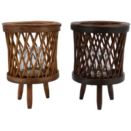 Lattice patterned bamboo lanterns on top of legs to give additional height. 