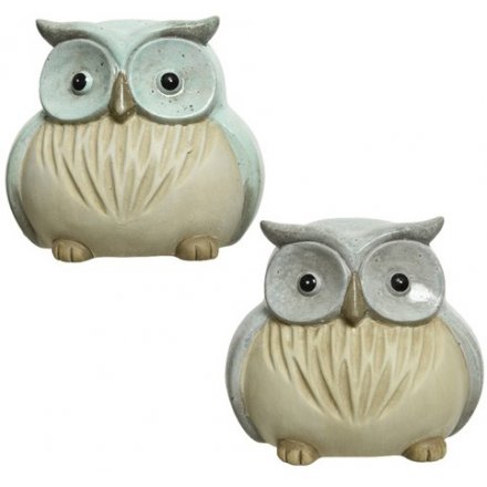 Two Assorted Terracotta Owls, 13cm