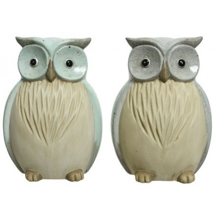 Two Assorted Terracotta Owls, 20.5cm