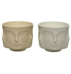 Ceramic Face Candles - Fresh Cotton Scent, 9cm