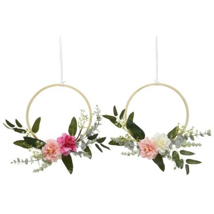 Two Assorted Hanging Floral Wreaths, 30cm