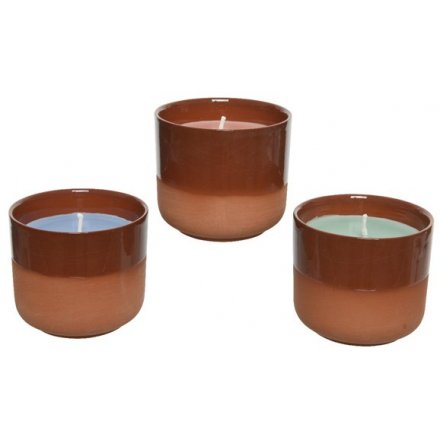 Three Assorted Citronella Wax Candles, 7cm