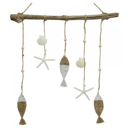 Jute Hanging Wall in Shell and Starfish Design, 70cm