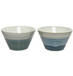 A mix of 2 blue and green stoneware bowls. Beautifully glazed with a watercolour style finish.