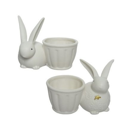 Assortment of Two Porcelain Bunny Planters, 10cm