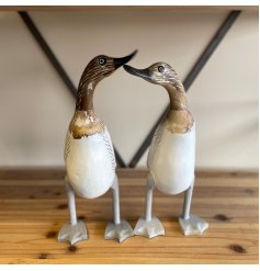 An Assortment of Two Charming Wooden Ducks, Crafted in Albasia Wood