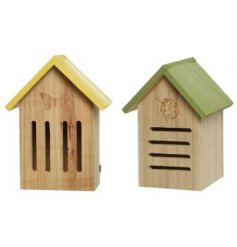 An Assortment of Two Firwood Insect Houses in Green and Yellow