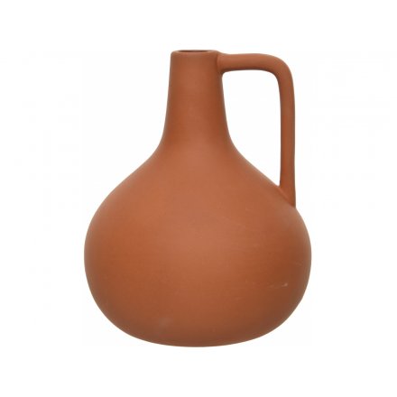 Terracotta Kettle Vase Round, 14.5cm