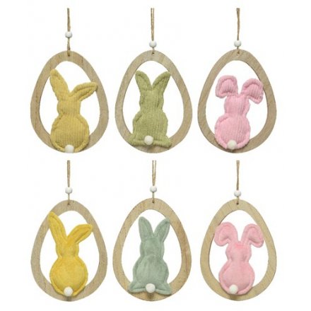 6 Assorted Hanging Bunny Decorations