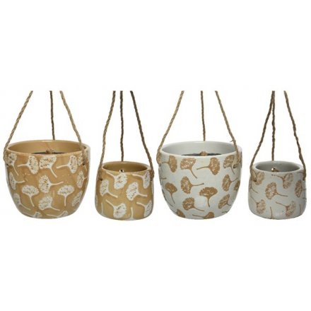 2 Different Sets Of Hanging Planters With Dandelion Design - 2 Assorted Colours