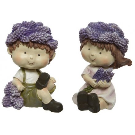 2 Assorted Little Boy And Girl Ornaments 12cm