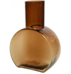 A Glass Vintage Styled Vase in Amber, 23cm