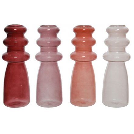 Four Assorted Ribbed Glass Vases, 20.4cm