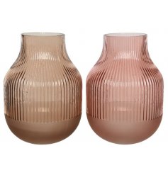 Two Assorted Glass Vases With Frosted Base, 26cm