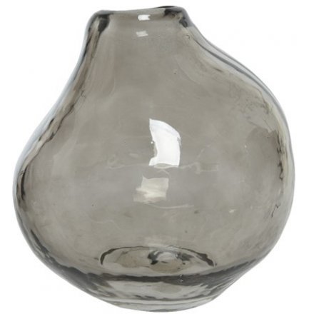 Glass Vase in Grey Smoke, 14cm