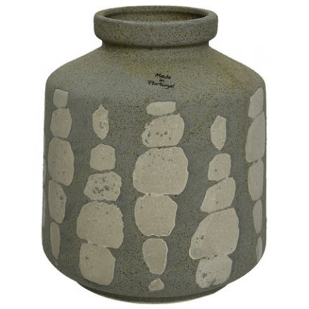 Two Tone Green/Grey Patterned Vase, 17cm