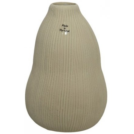 Curved Vase with Ribbed Pattern, 20cm