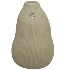 A Ribbed Curved Vase in Netural 