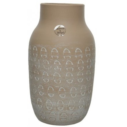 Terracotta Vase with Pattern - Light Pink, 30cm