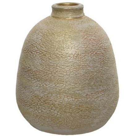 Gold Effect Terracotta Vase, 21cm
