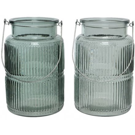 Two Assorted Glass Lanterns, 22cm
