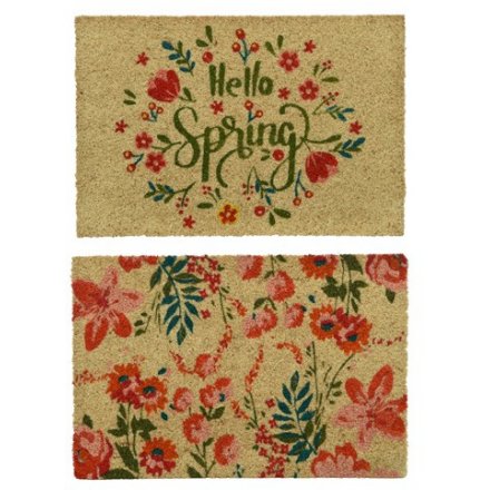 Two Assorted Hello Spring Doormats, 60cm