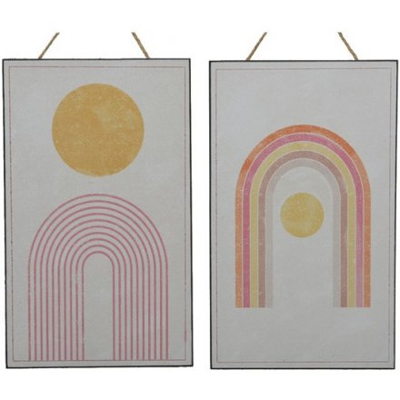 Two Assorted Sun & Rainbow Paintings, 25cm