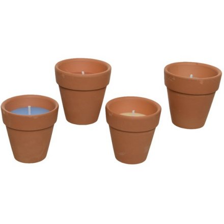Terracotta Citronella Candle Pots - 4 Assorted, 9cm