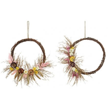 Dried Floral Wreaths - 2 Assorted, 32cm