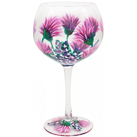 Gin Glass with Thistle and Heather Design