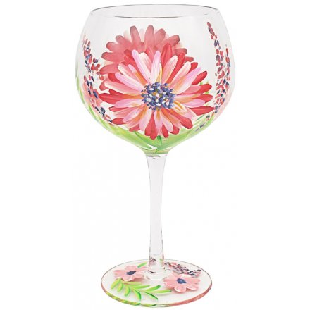 Gin Glass. with Flower Print