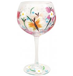 Gin Glass With Butterfly Design
