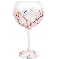 Blossom And Dragonfly Glass, 22cm