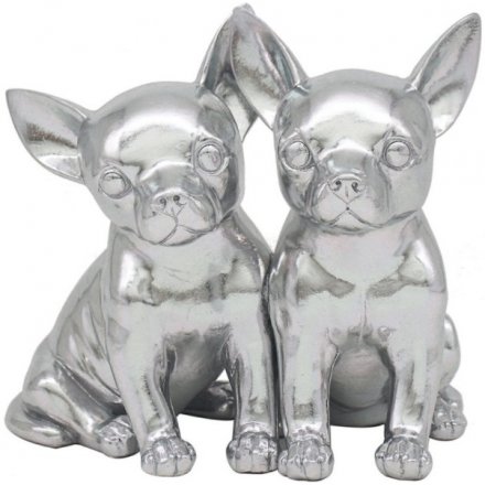 Silver Art Chihuahua Twins, 18cm