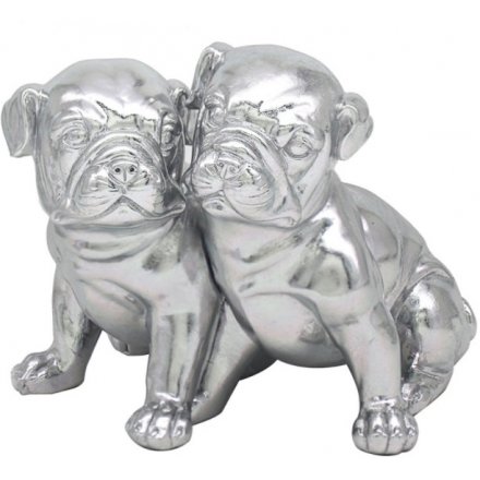 Silver Art Snuggle Pugs, 18cm