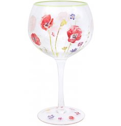 Gin Glass with A Poppy Design