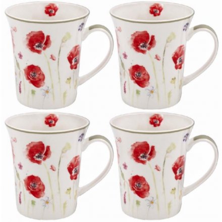 Poppy Field Mugs Set of 4