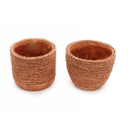 An Assortment of Two Planters in Rope Design