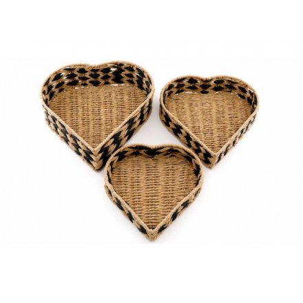Natural Inspired Heart Trays, Set of 3