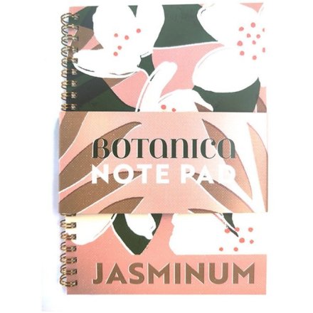 A pastel pink notebook printed with jasmine flowers