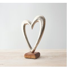 A Charming Large Heart Ornament on a Natural Wooden Base