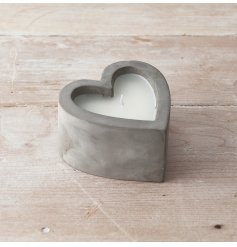 A Rustic Style Concrete Candle in Heart Design