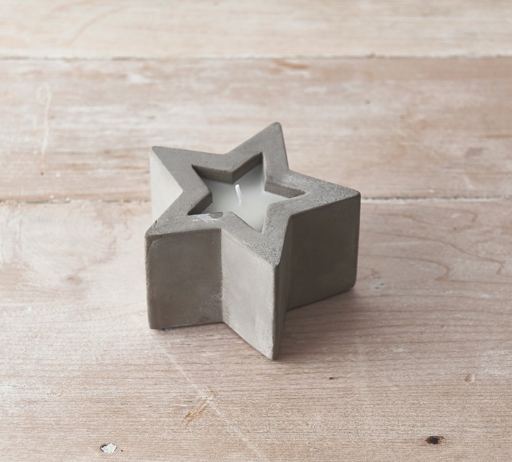 A Rustic Concrete Candle in Star Design