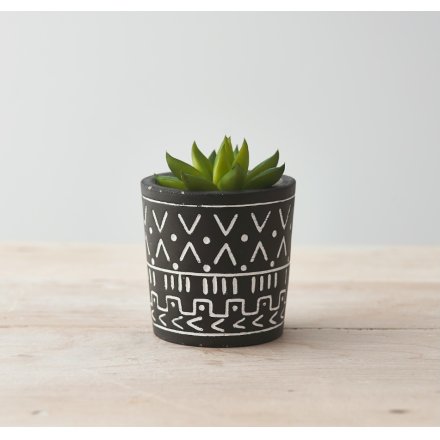 A Quirky Planter in Aztec Pattern Decal